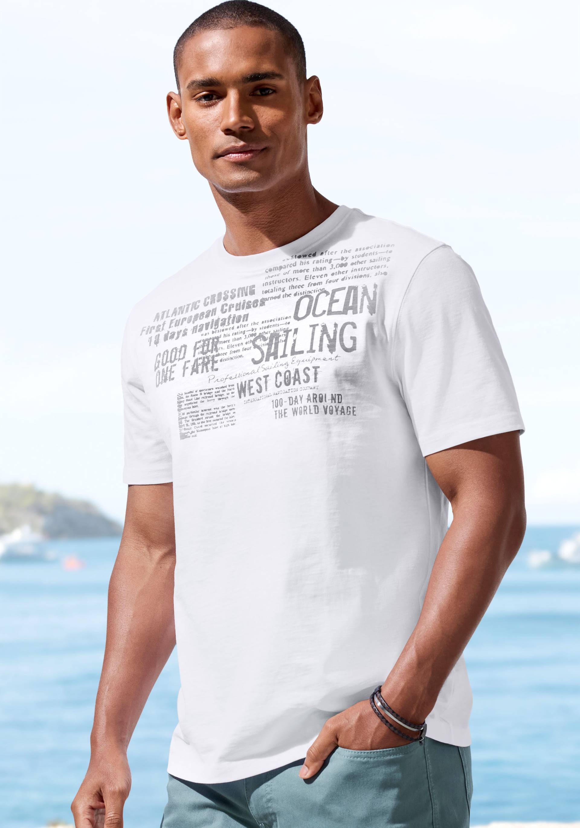 John Devin T-Shirt »mit Print«, Regular-Fit, aus Slub-Qualität, mit Print von John Devin