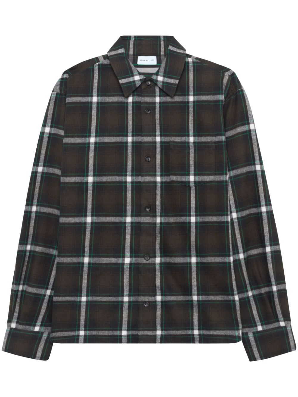 John Elliott Alder Pico-check cotton flannel shirt - Black von John Elliott