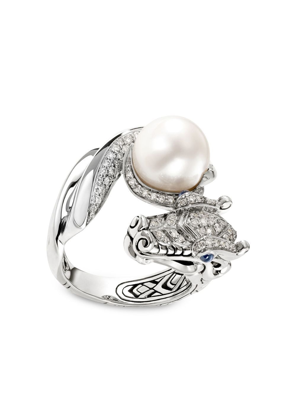 John Hardy Legends Naga freshwater pearl and diamond pavé ring - Silver von John Hardy