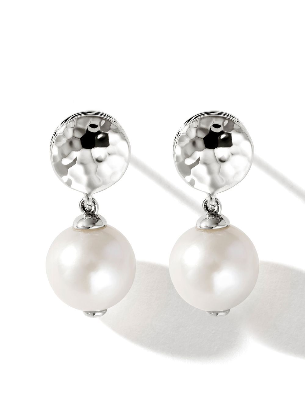 John Hardy freshwater pearl hammered drop earrings - Silver von John Hardy