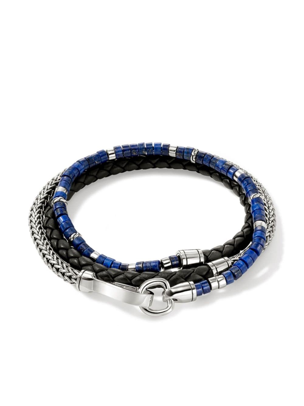 John Hardy sterling silver lapis lazuli and leather heishi bracelet - Black von John Hardy