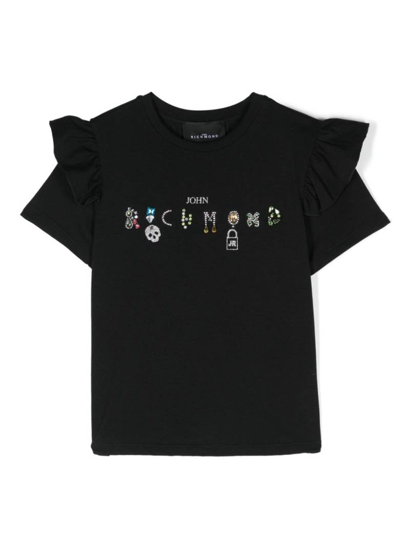 John Richmond Junior crystal-embellished cotton T-shirt - Black von John Richmond Junior