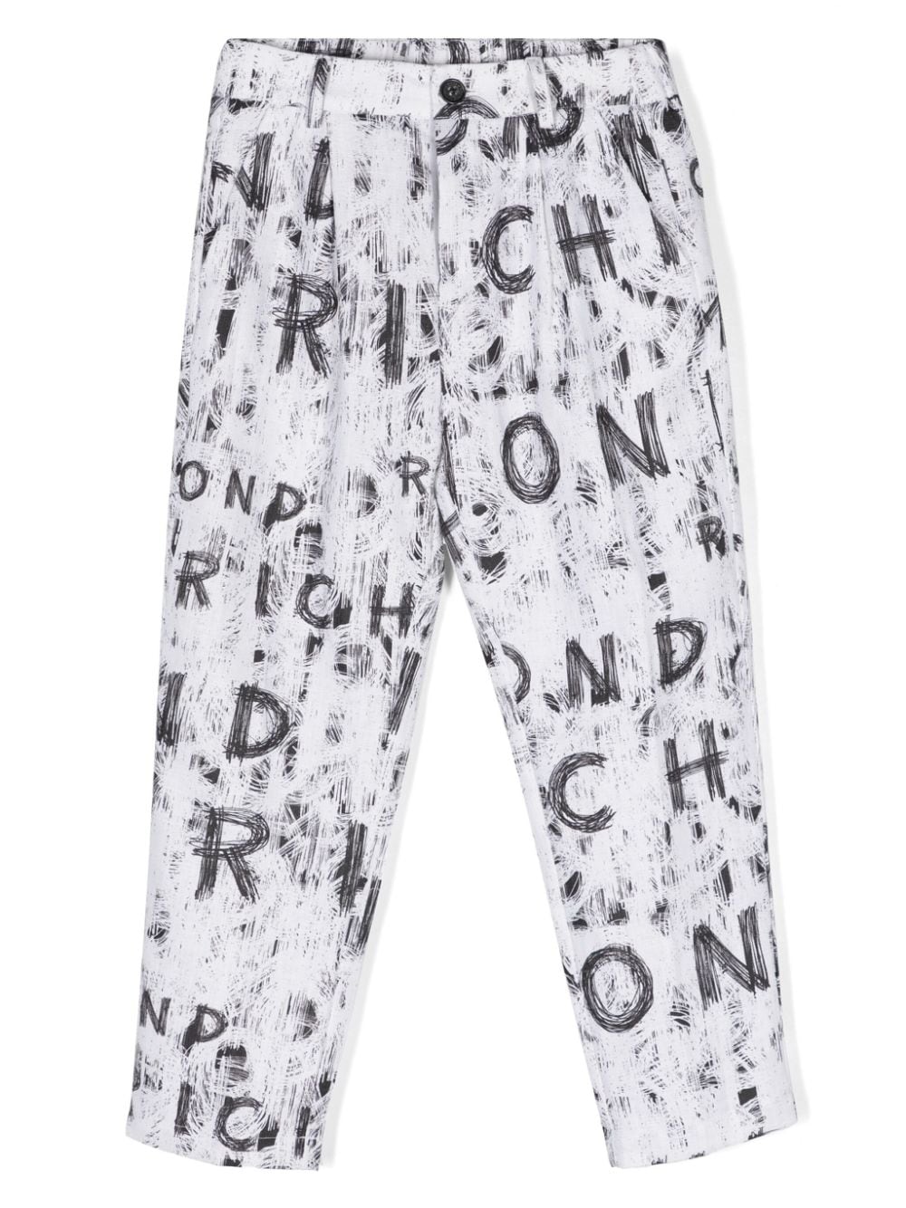 John Richmond Junior graffiti-print linen trousers - White von John Richmond Junior