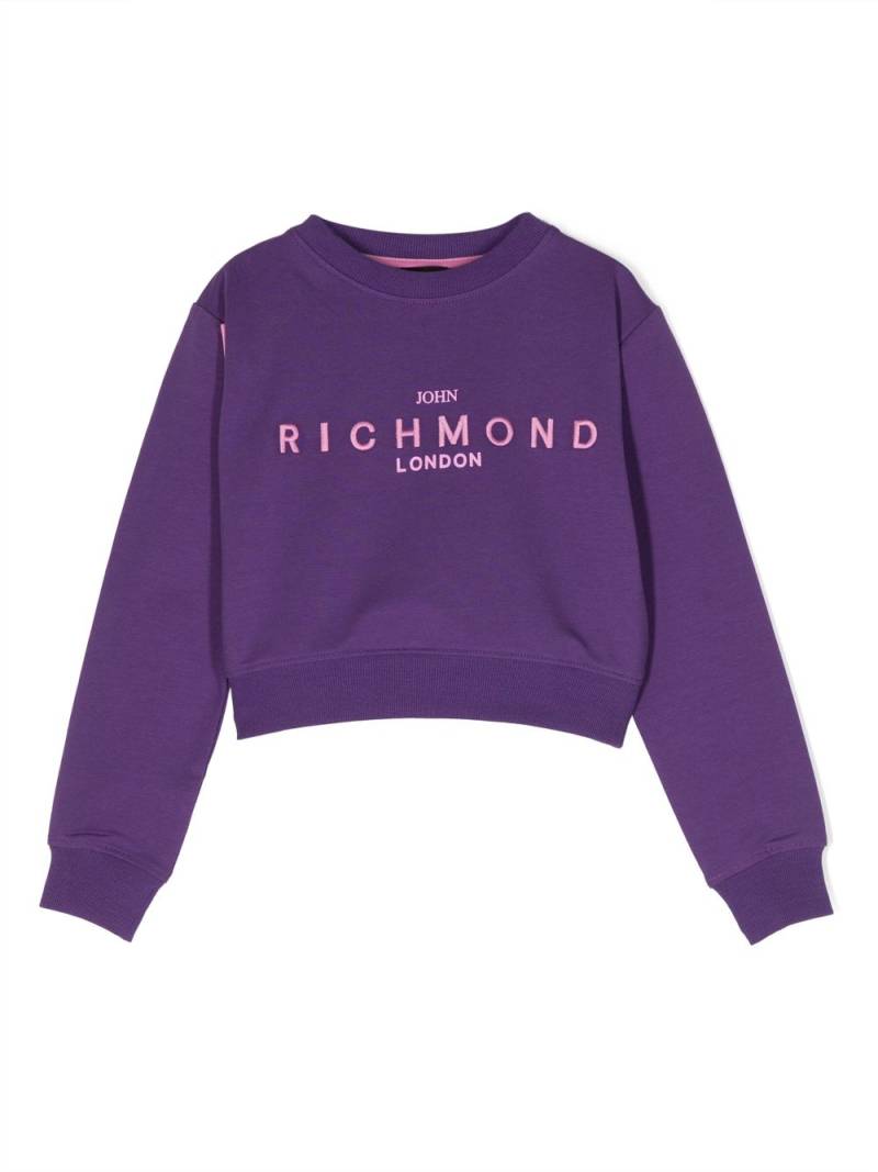 John Richmond Junior logo-embroidered jersey sweatshirt - Purple von John Richmond Junior