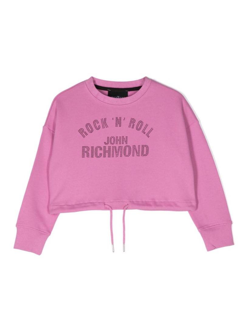 John Richmond Junior logo-print cotton cropped sweatshirt - Pink von John Richmond Junior