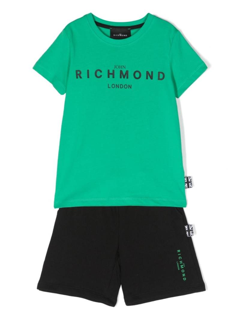 John Richmond Junior logo-print cotton short set - Green von John Richmond Junior