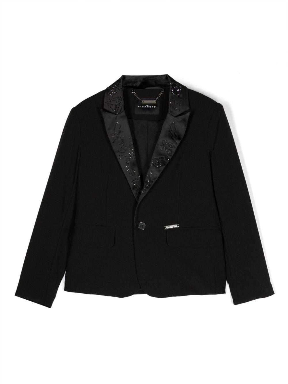 John Richmond Junior rhinestone-embellished single-breasted blazer - Black von John Richmond Junior