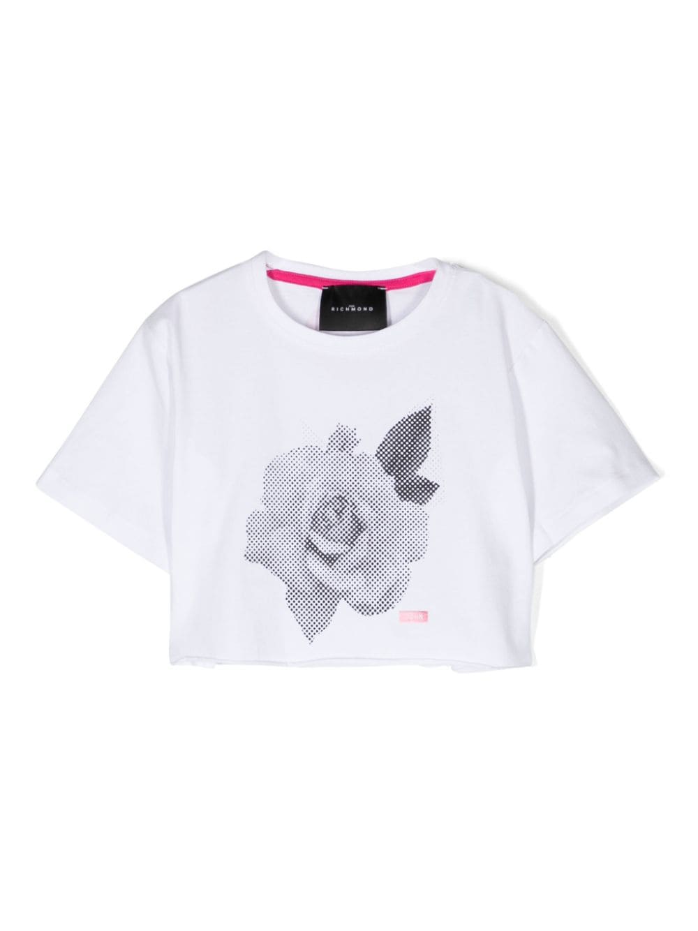 John Richmond Junior rose-print crop top - White