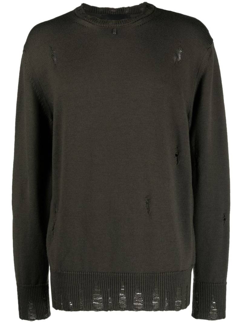 John Richmond Keji distressed-finish merino wool jumper - Green von John Richmond