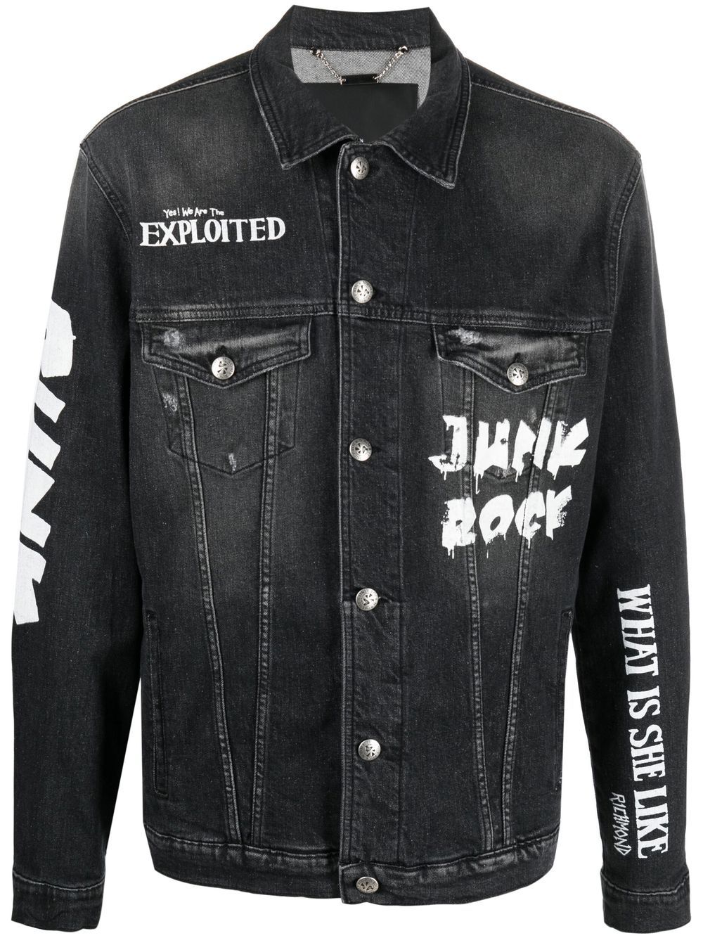 John Richmond Punk Rock printed denim jacket - Black von John Richmond