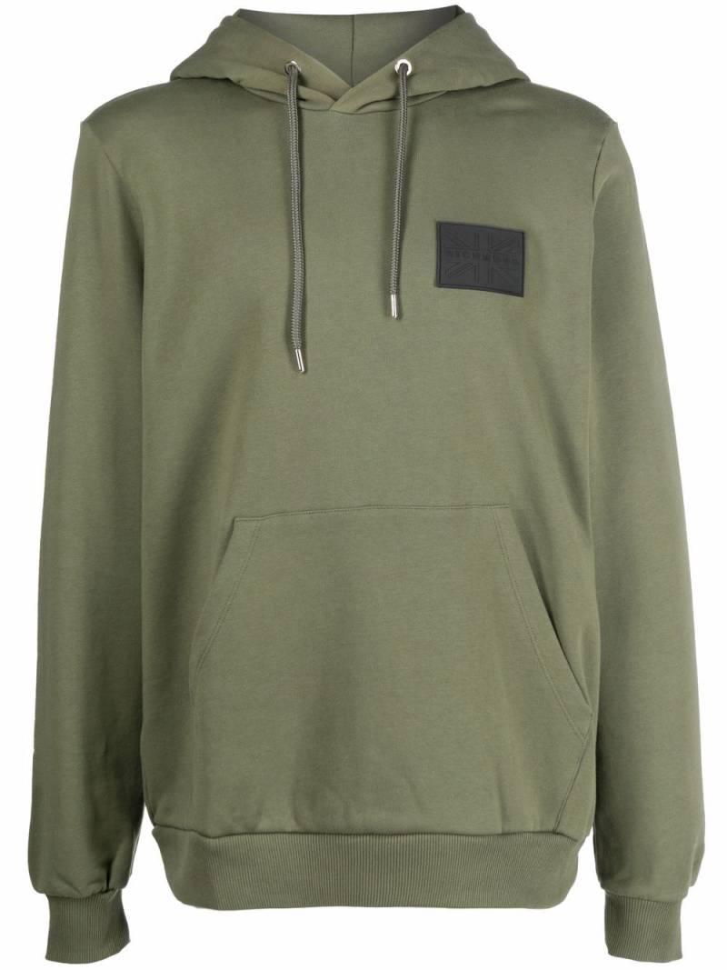 John Richmond logo-patch cotton hoodie - Green von John Richmond