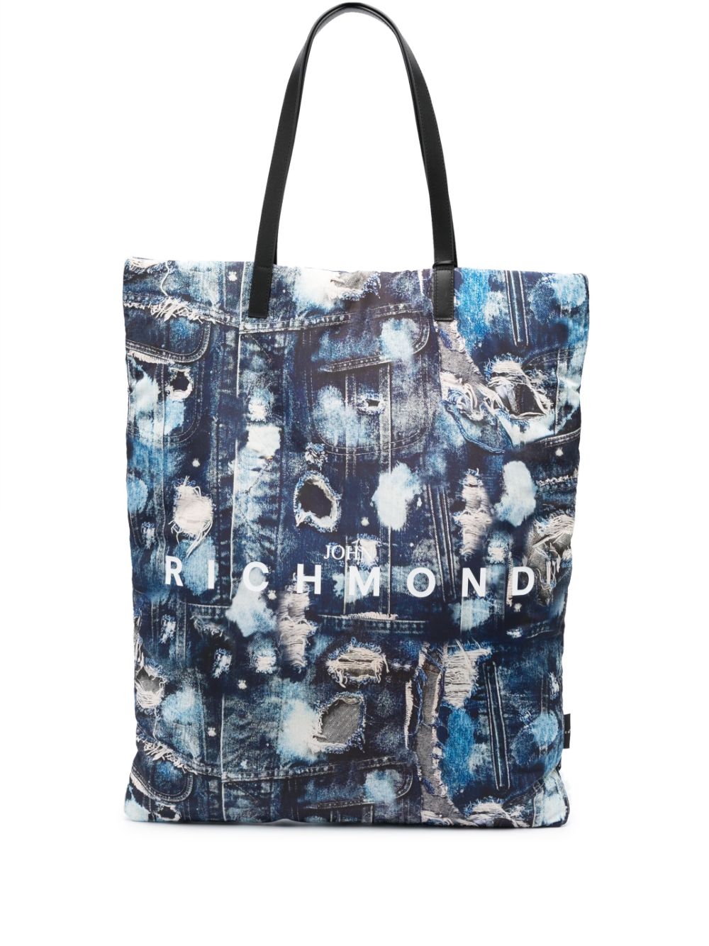 John Richmond ripped denim-print tote bag - Blue von John Richmond