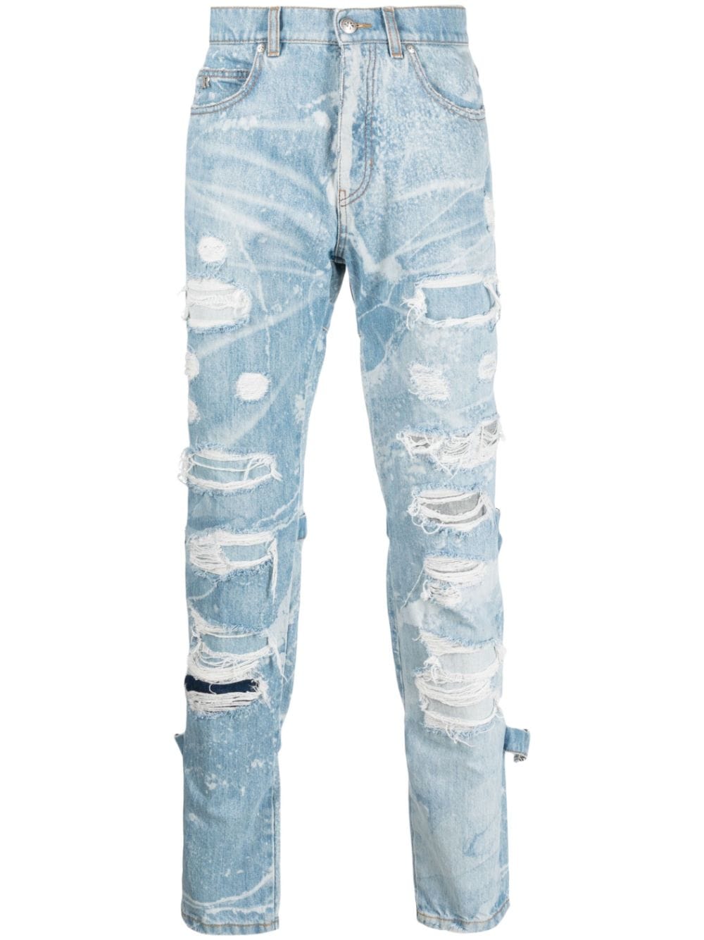 John Richmond ripped-detail mid-rise skinny jeans - Blue von John Richmond
