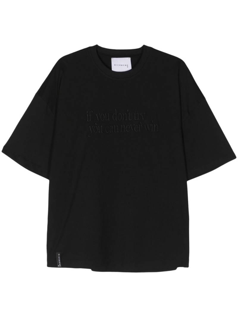 John Richmond slogan-embroidered T-shirt - Black von John Richmond