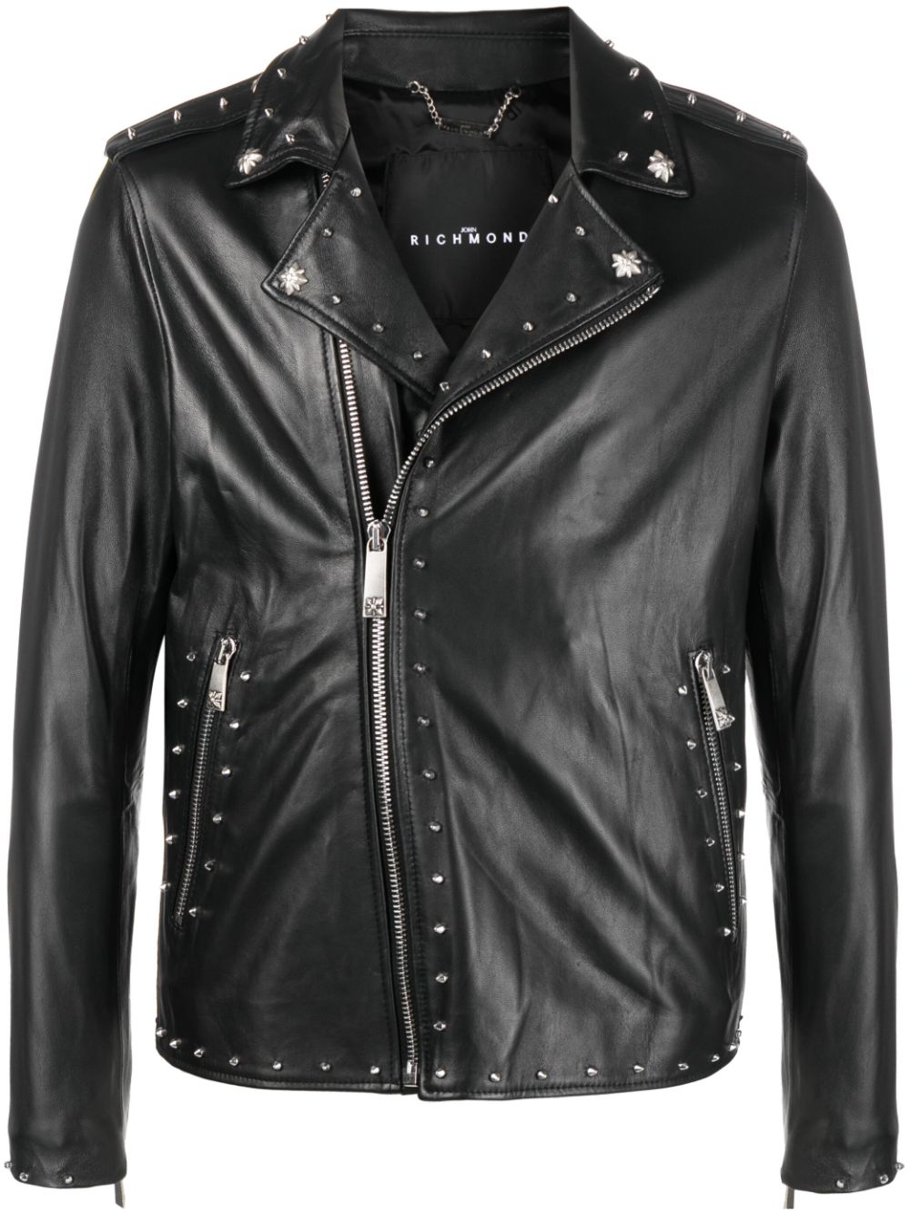 John Richmond spiked-stud lambskin jacket - Black von John Richmond