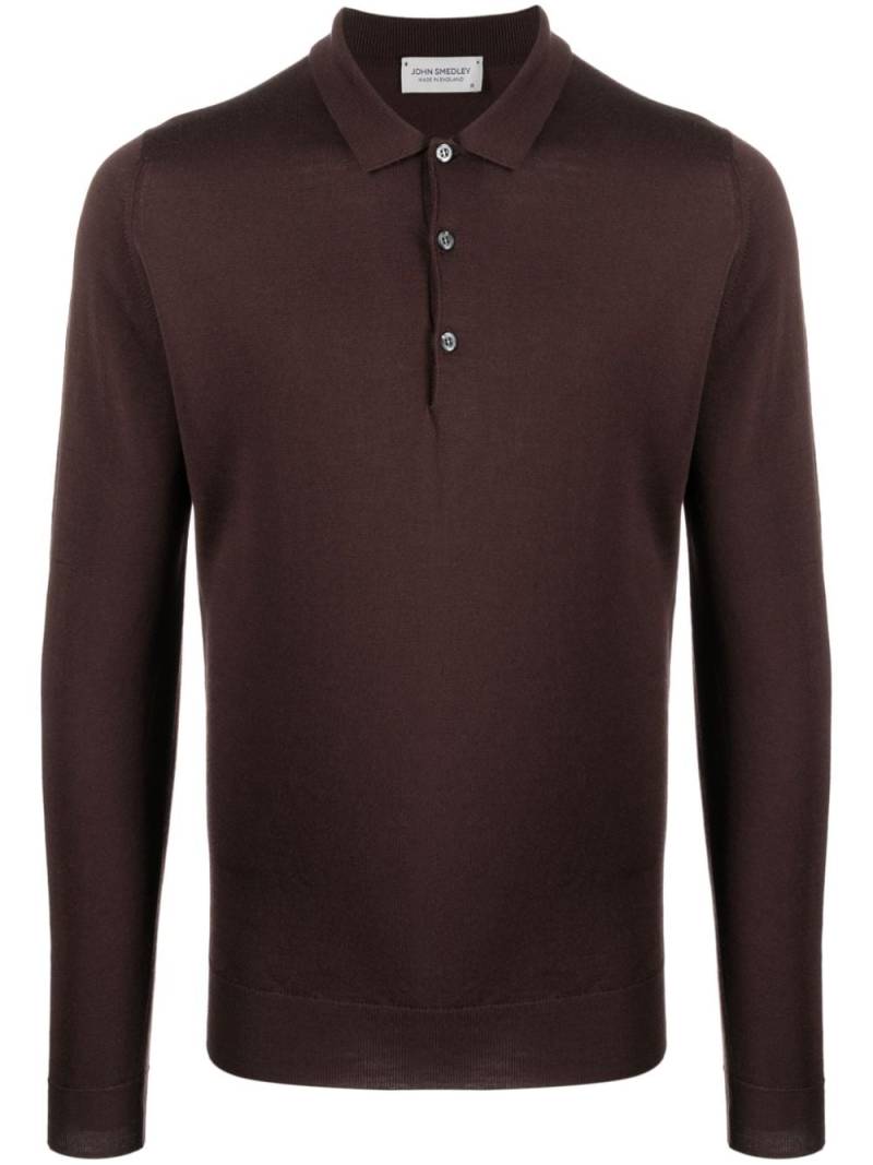 John Smedley fine-knit buttoned polo shirt - Red von John Smedley