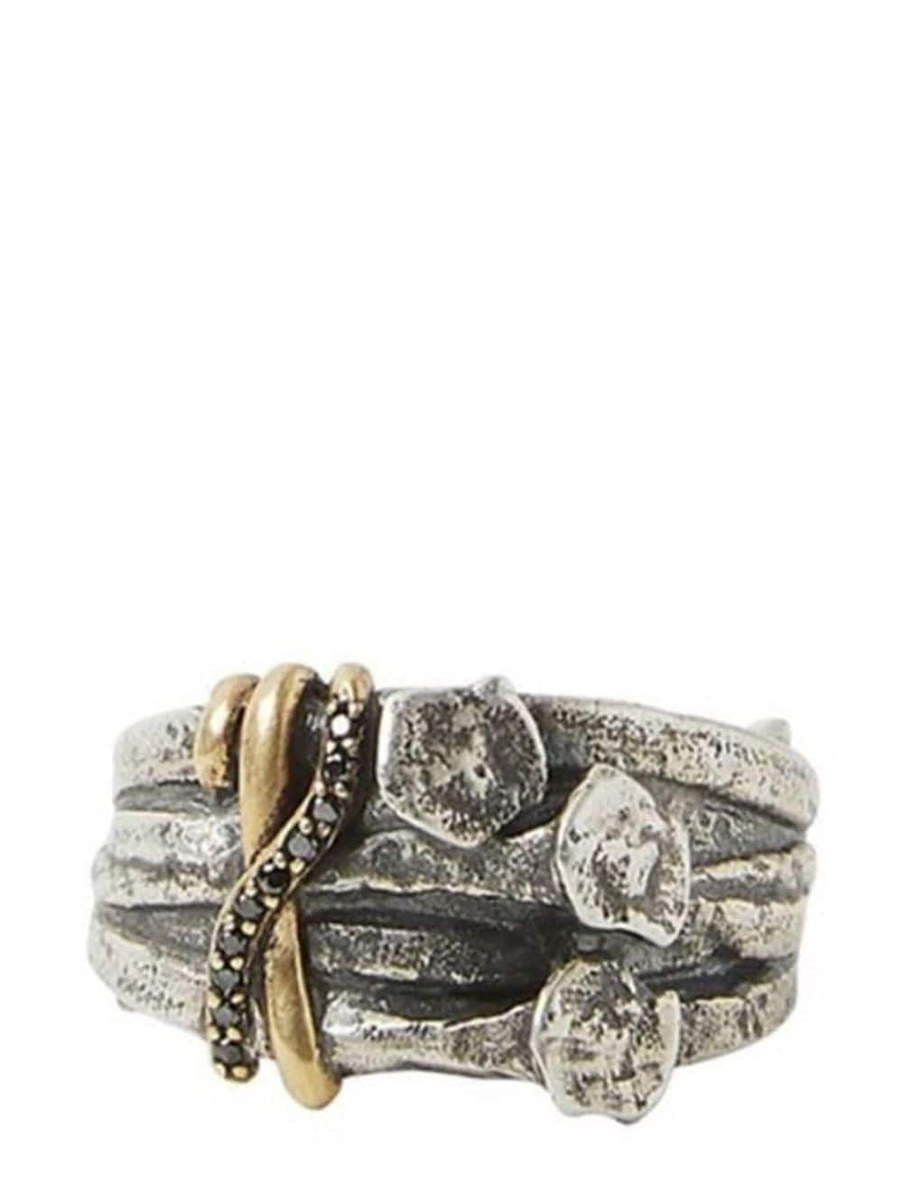 John Varvatos Nails black diamond and silver ring von John Varvatos