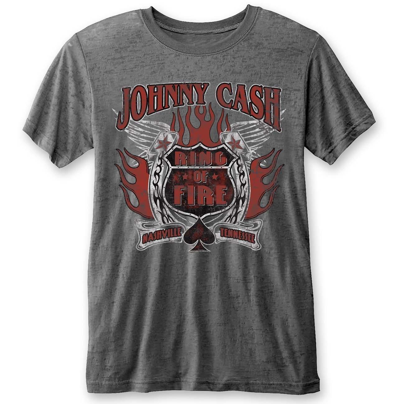 Ring Of Fire Tshirt Damen Grau L von Johnny Cash