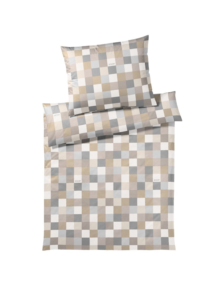 JOOP Satin Bettwäsche Mosaic 70x90cm / 140x220cm beige von Joop