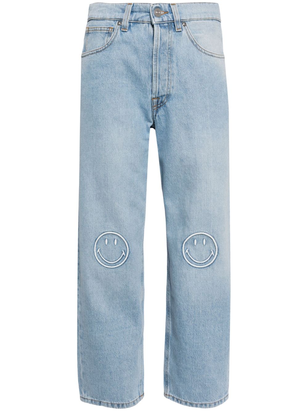 Joshua Sanders embroidered-smiley high-rise jeans - Blue von Joshua Sanders