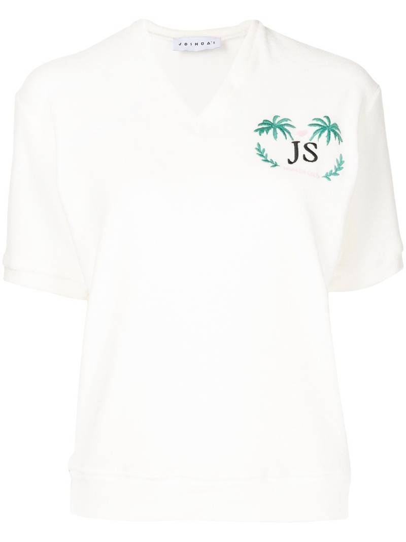 Joshua Sanders logo-embroidered V-neck T-shirt - White von Joshua Sanders