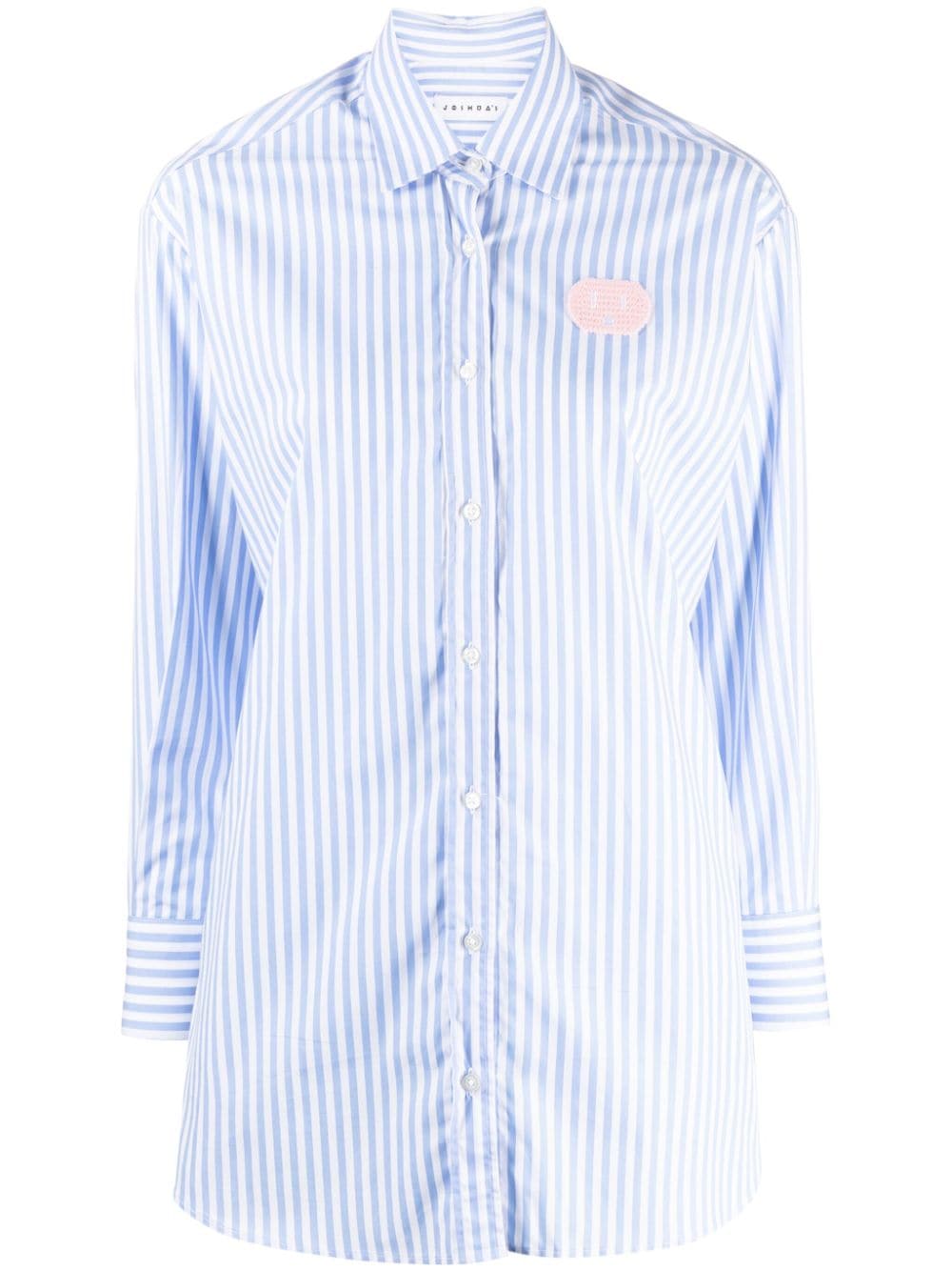 Joshua Sanders slogan-print striped shirt - Blue von Joshua Sanders