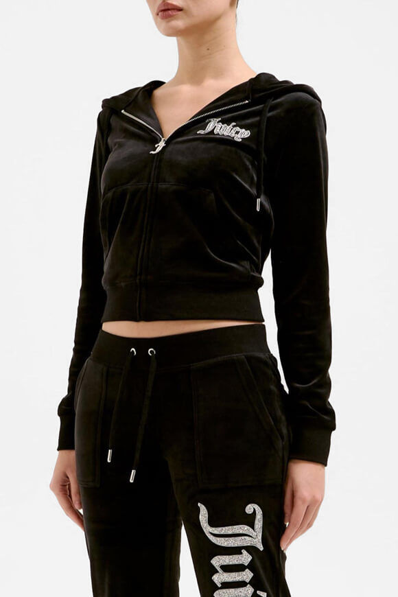 Juicy Couture Robertson Samt Crop Jacke | Black | Damen  | XS von Juicy Couture