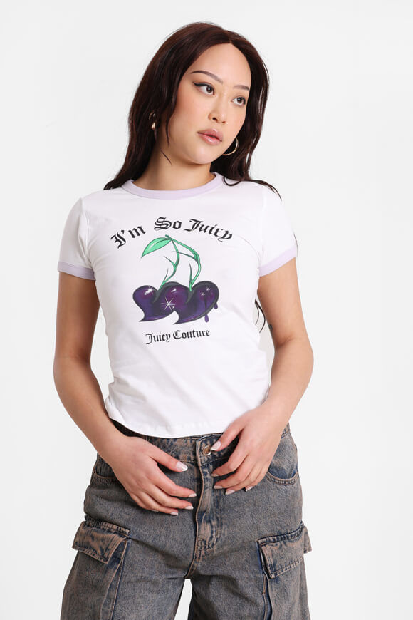 Juicy Couture T-Shirt | White + Lilac | Damen  | M von Juicy Couture