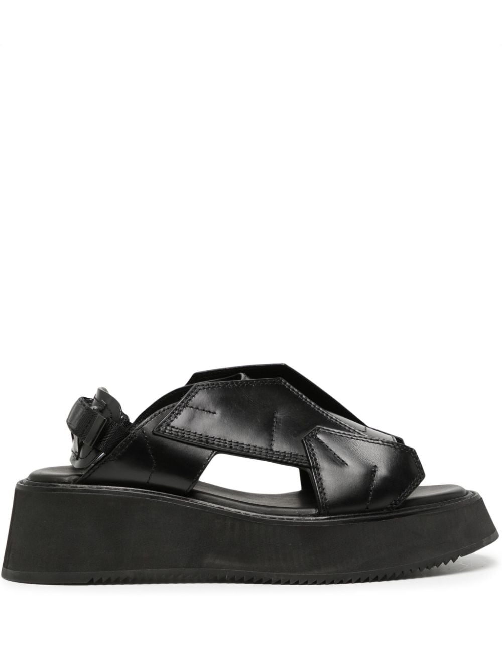 Julius Edge cut-out leather sandals - Black von Julius