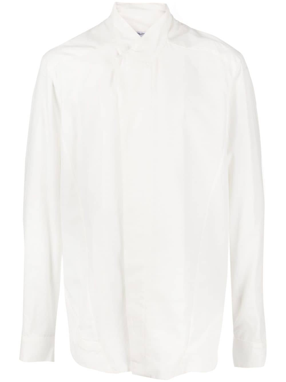 Julius concealed-fastening cotton-blend shirt - White