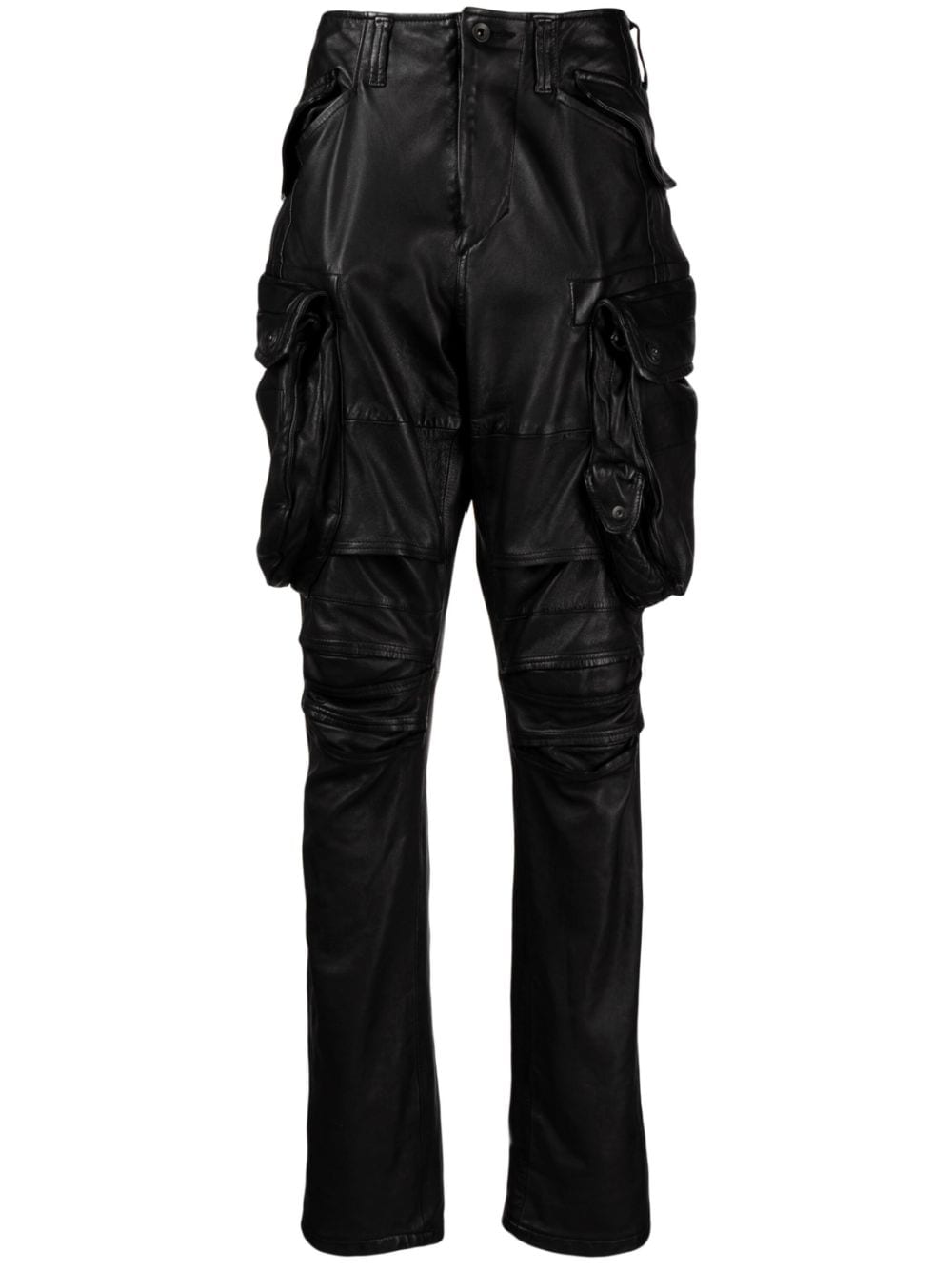 Julius leather tapered-leg cargo pants - Black von Julius