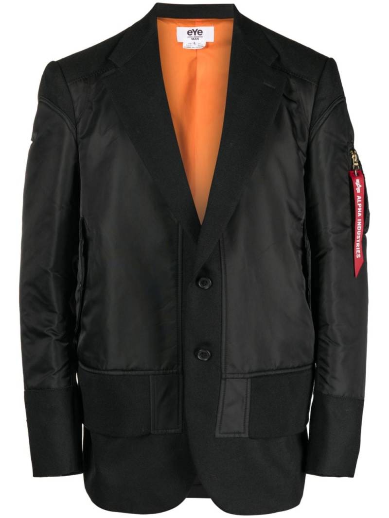 Junya Watanabe MAN single-breasted panelled blazer - Black von Junya Watanabe MAN