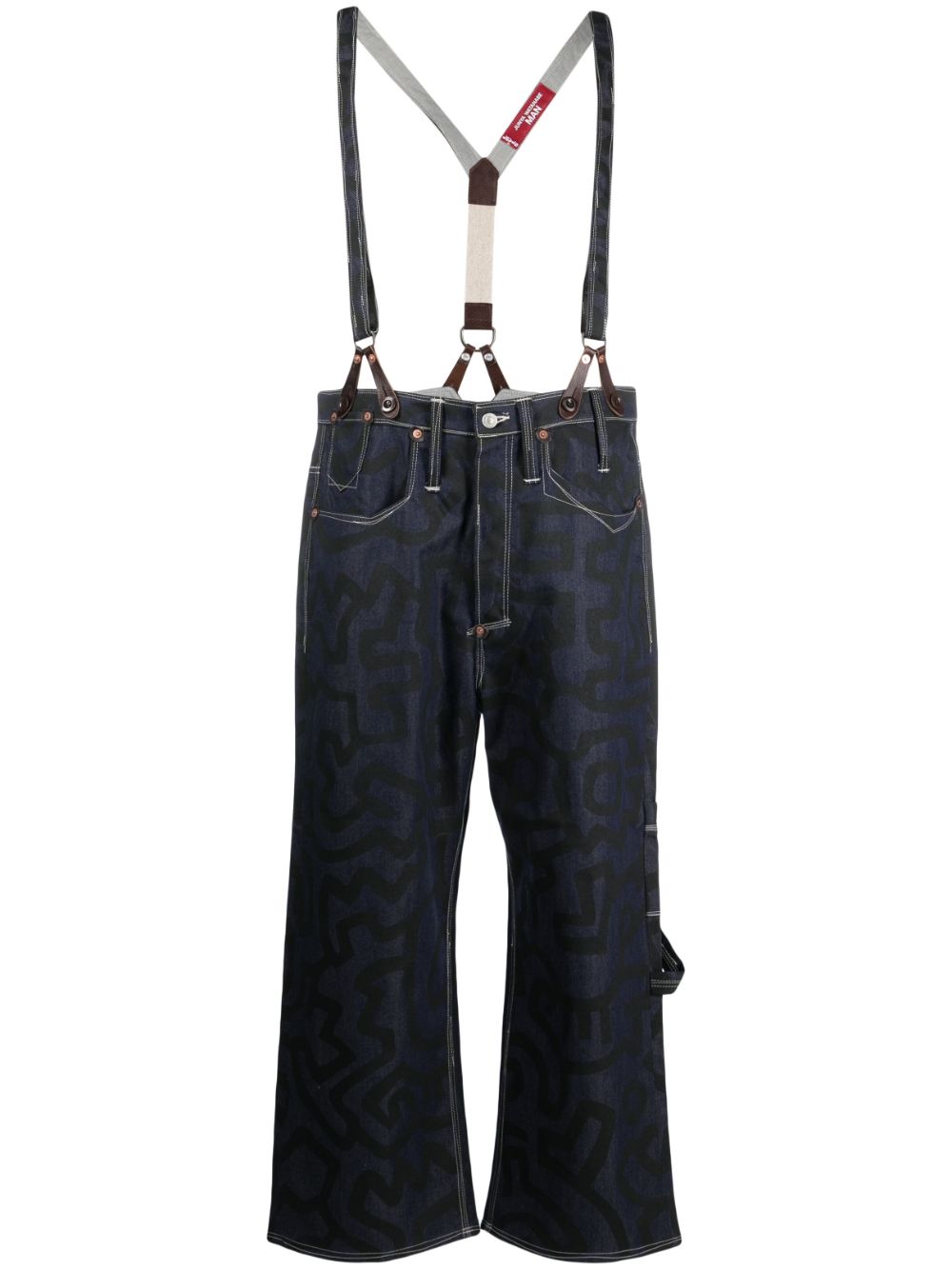 Junya Watanabe MAN straight-leg abstract-print trousers - Blue von Junya Watanabe MAN