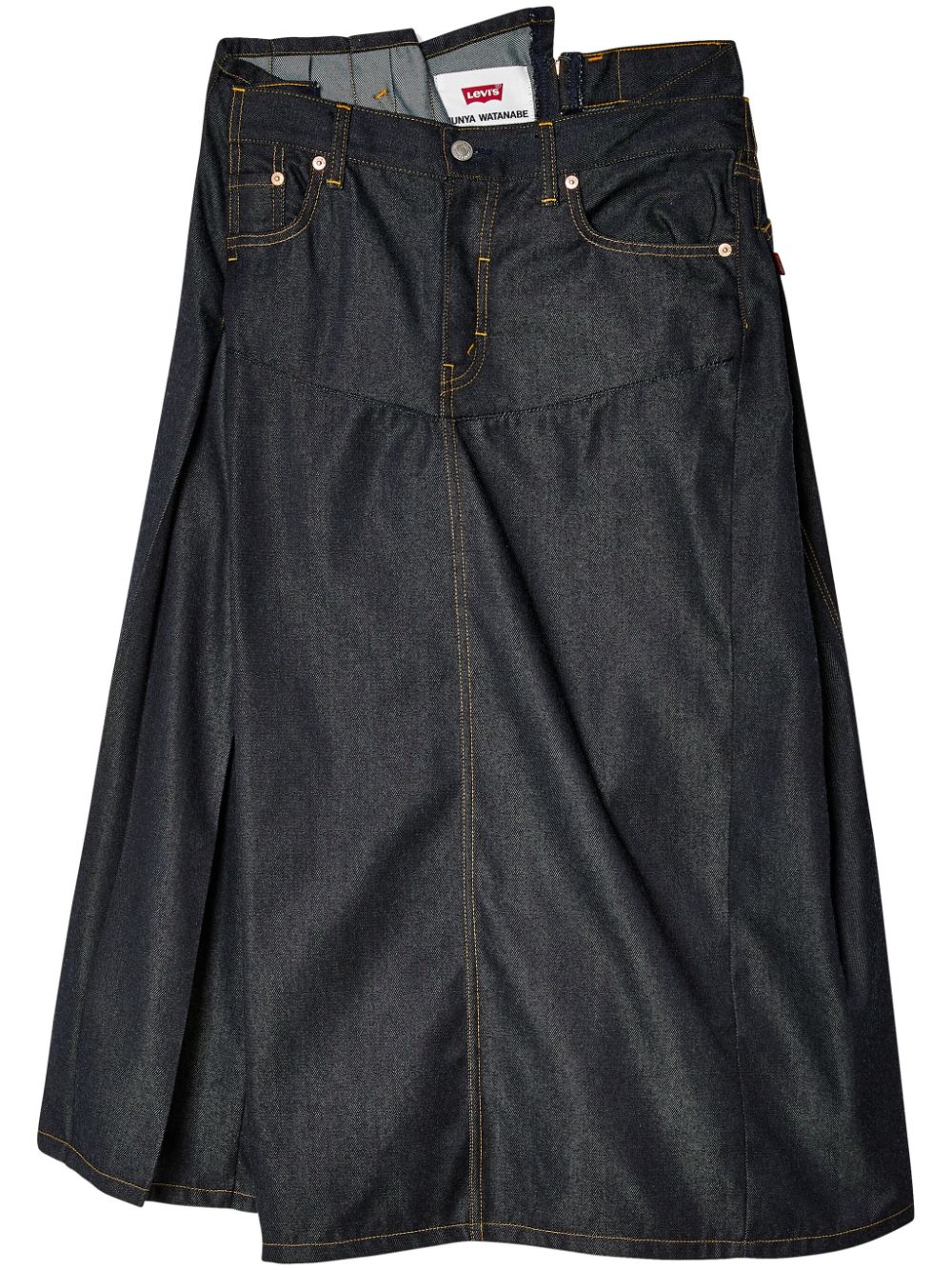 Junya Watanabe asymmetric denim midi skirt - Blue von Junya Watanabe