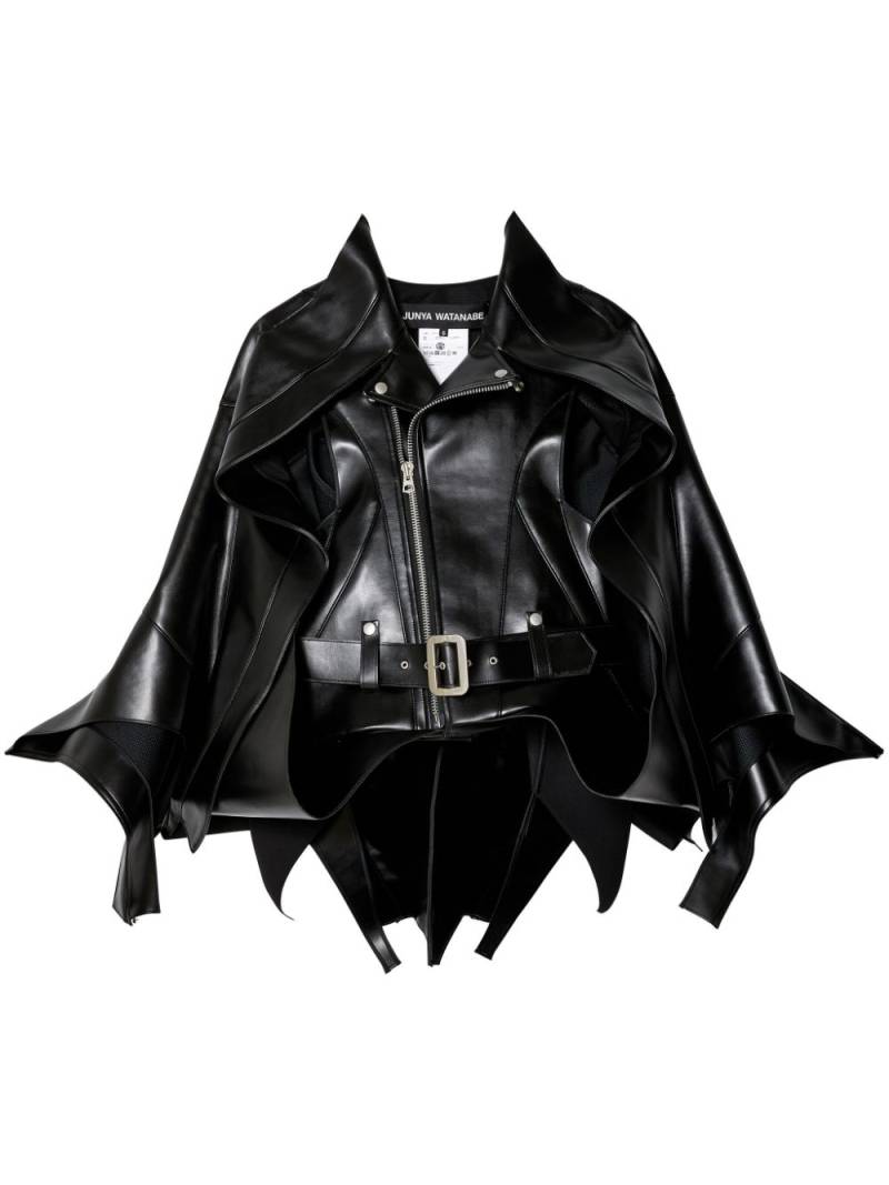 Junya Watanabe asymmetric faux-leather biker jacket - Black von Junya Watanabe
