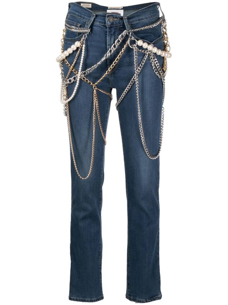 Junya Watanabe chain-detail straight-leg jeans - Blue von Junya Watanabe