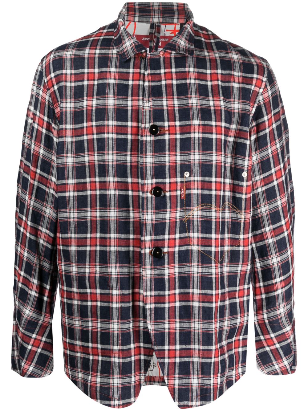 Junya Watanabe MAN check-print linen shirt jacket - Blue von Junya Watanabe MAN