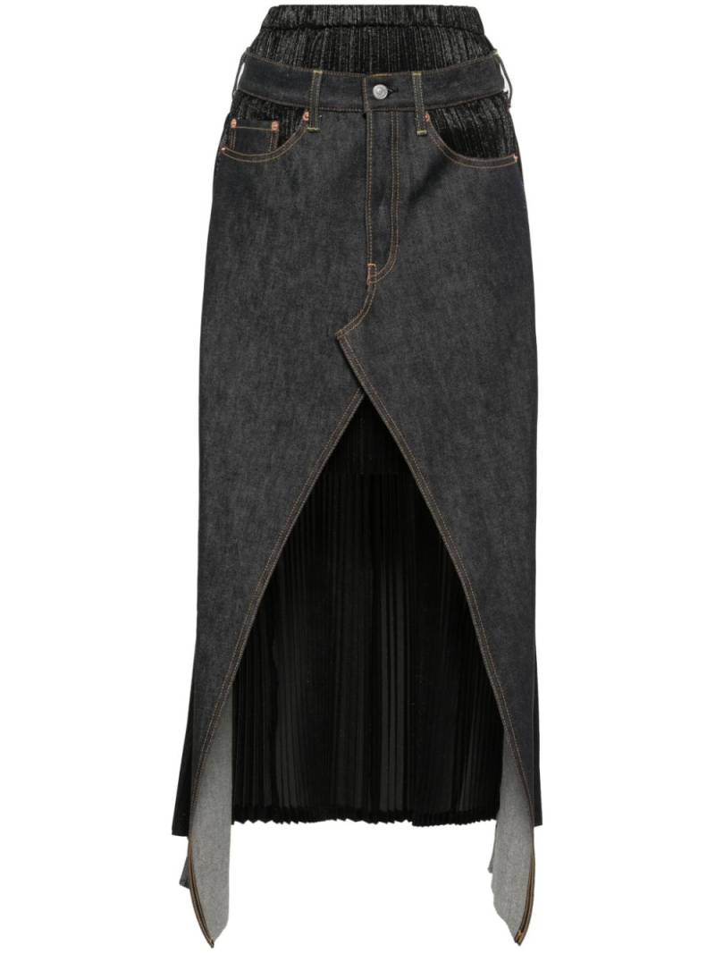 Junya Watanabe deconstructed asymmetric denim skirt - Blue von Junya Watanabe