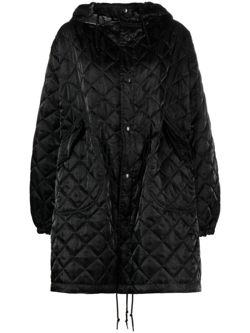 Junya Watanabe diamond-quilted hooded coat - Black von Junya Watanabe