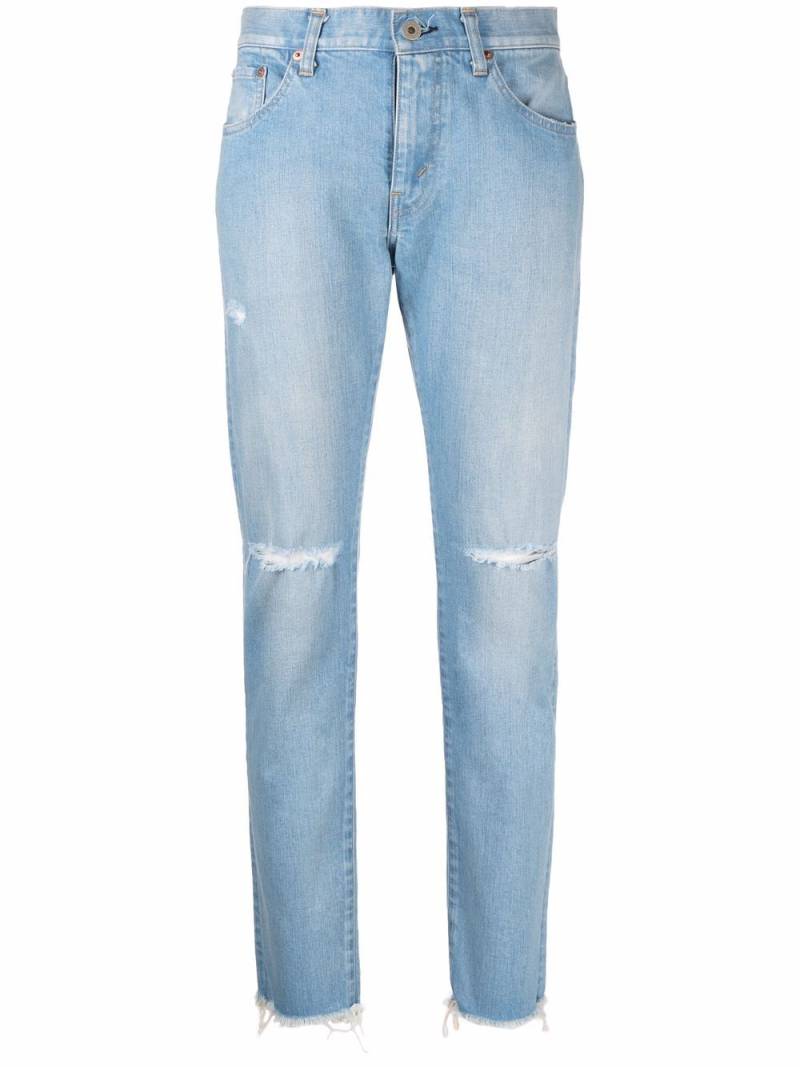 Junya Watanabe distressed skinny-cut jeans - Blue von Junya Watanabe