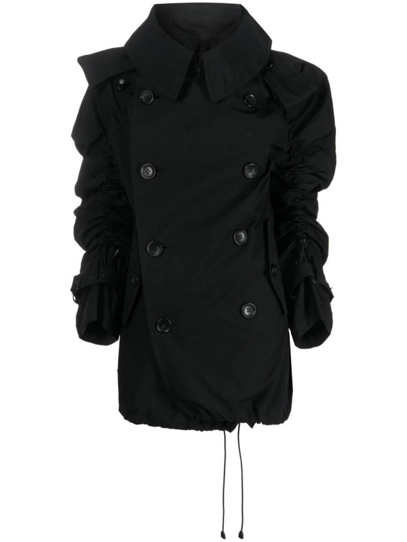 Junya Watanabe drawstring-sleeve double-breasted trench coat - Black von Junya Watanabe