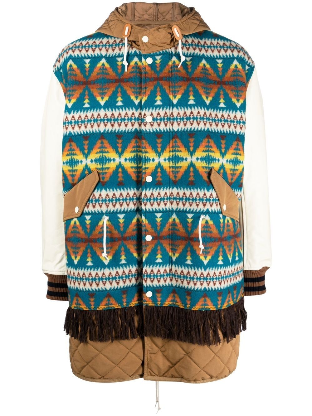 Junya Watanabe MAN graphic-print hooded parka - Brown von Junya Watanabe MAN