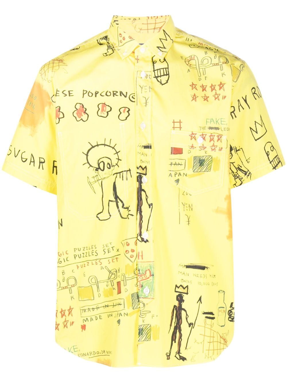 Junya Watanabe MAN illustration-print cotton shirt - Yellow von Junya Watanabe MAN