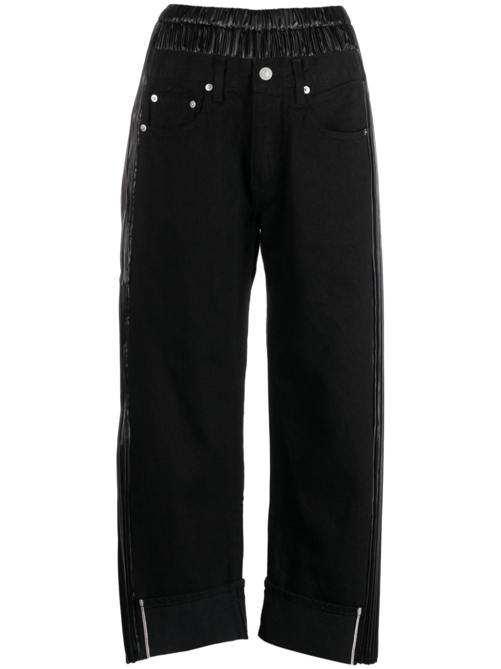 Junya Watanabe logo-patch panelled-design cropped jeans - Black von Junya Watanabe