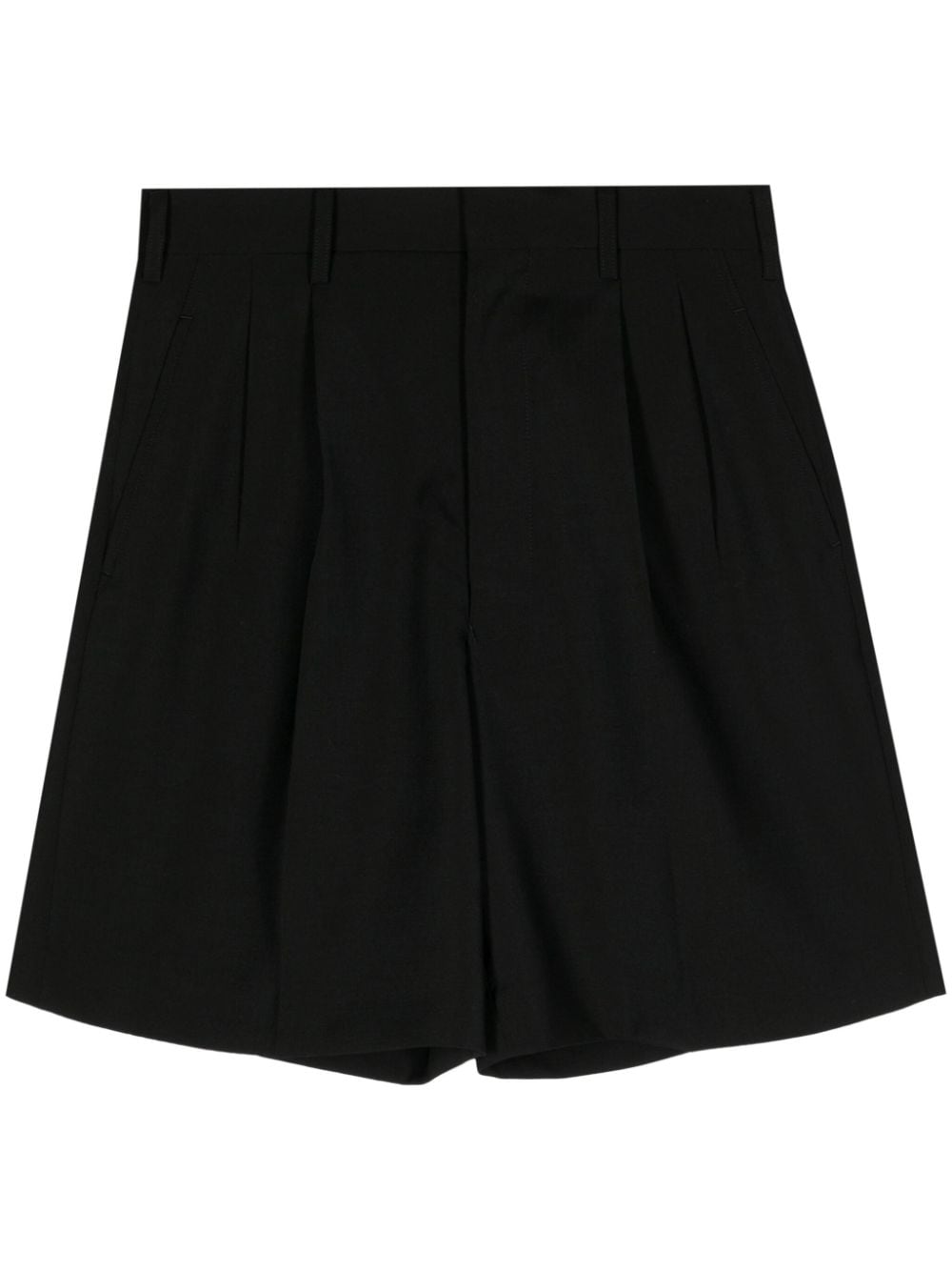 Junya Watanabe pleat-detail high-waisted shorts - Black von Junya Watanabe