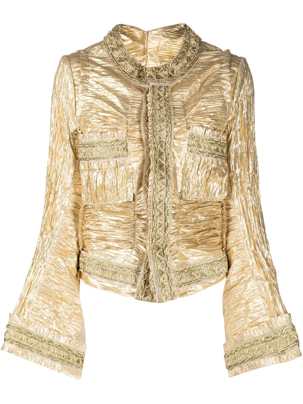 Junya Watanabe ruched-lamé flared-cuff jacket - Neutrals von Junya Watanabe