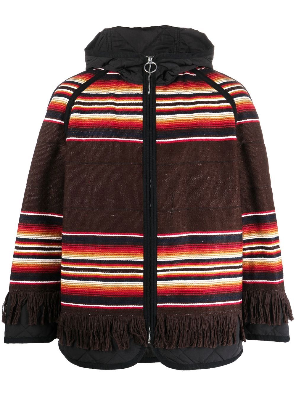 Junya Watanabe MAN stripe-design fringed padded jacket - Brown von Junya Watanabe MAN