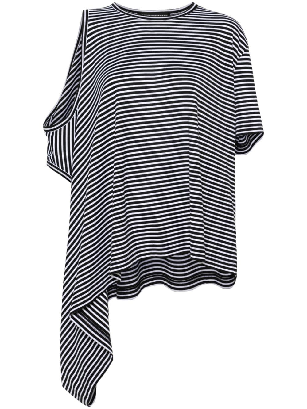 Junya Watanabe striped off-shoulder T-shirt - Black von Junya Watanabe