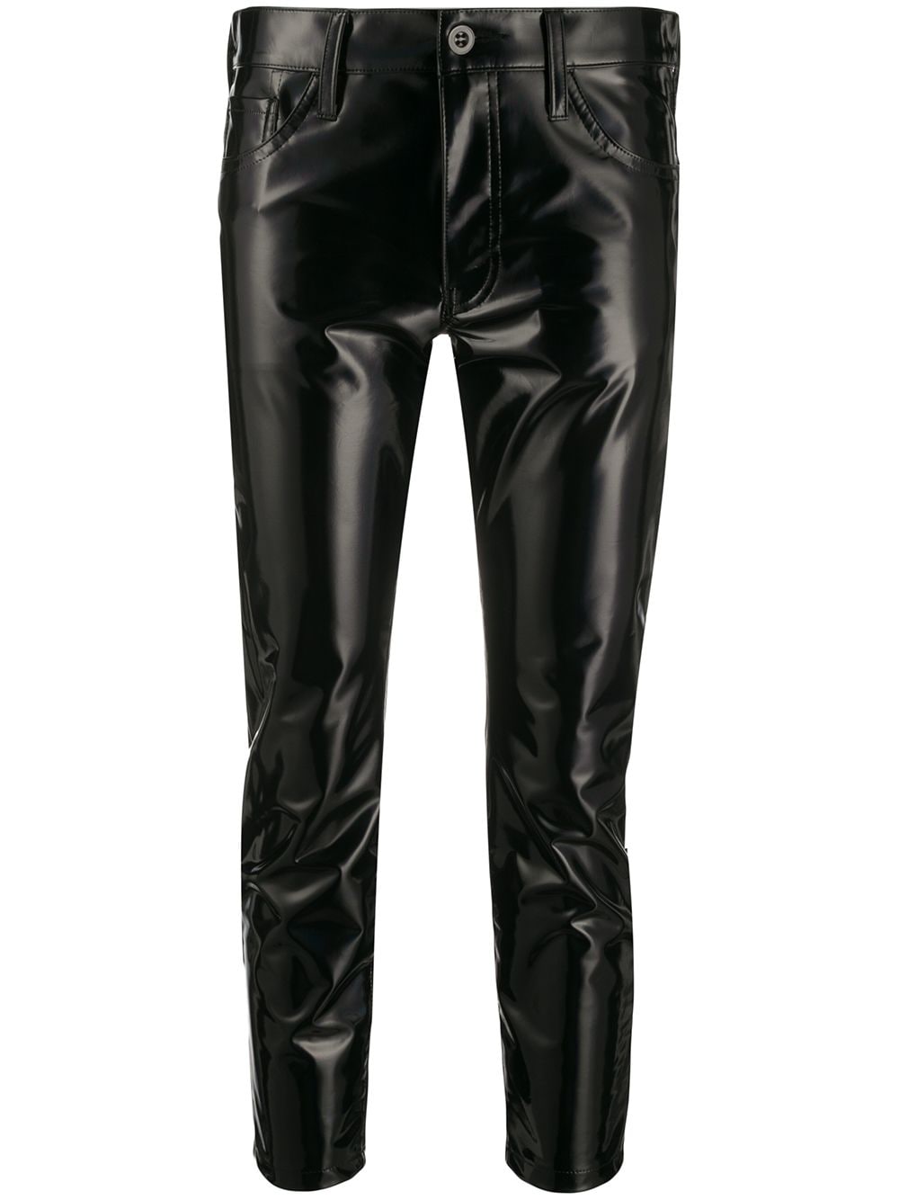 Junya Watanabe vinyl-effect cropped trousers - Black von Junya Watanabe