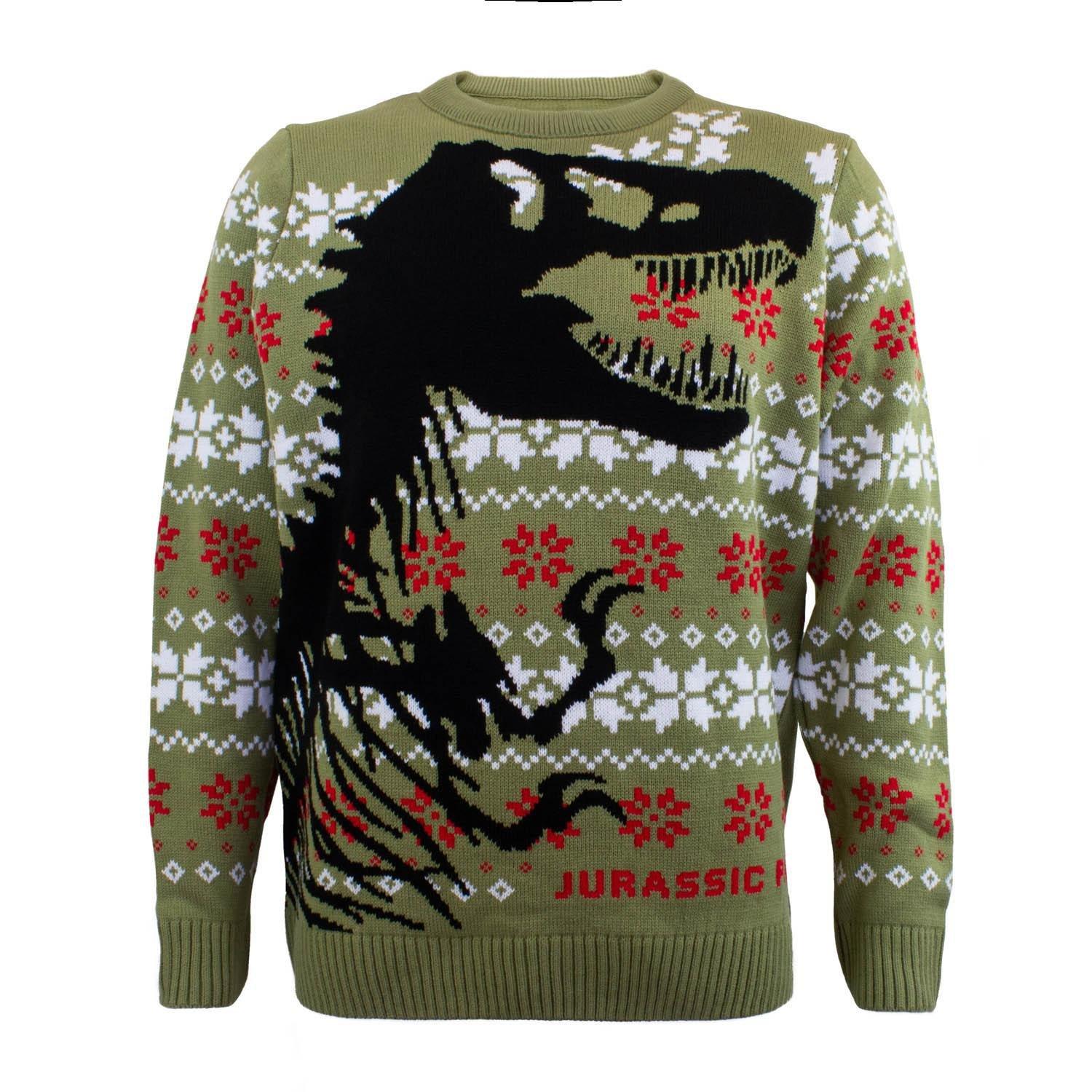 Pullover Weihnachtliches Design Herren Khaki M von Jurassic Park